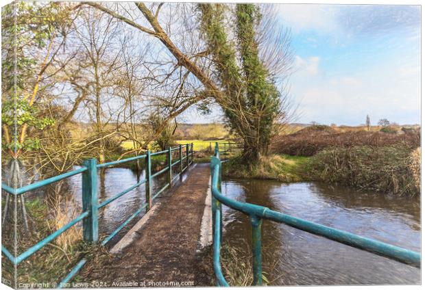 Footbridge Over The River Pang Canvas Print by Ian Lewis