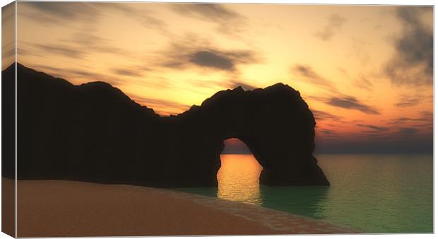 Durdle door sunrise Canvas Print by Paul Fisher