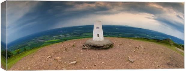 Wrekin trig point panorama Canvas Print by Paul Fisher