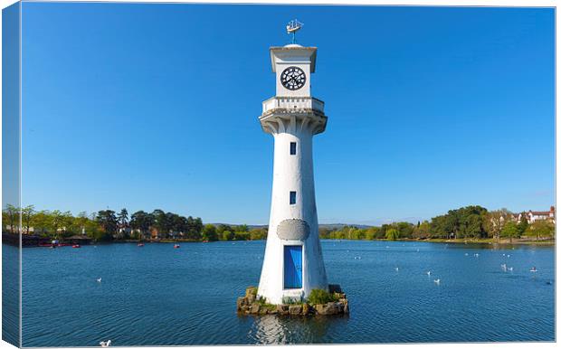 Roath Park Lighthouse monument Canvas Print by Andrew Richards