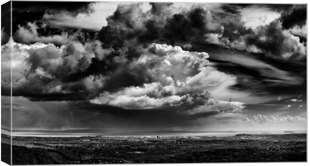 A storm over Cardiff Canvas Print by Andrew Richards