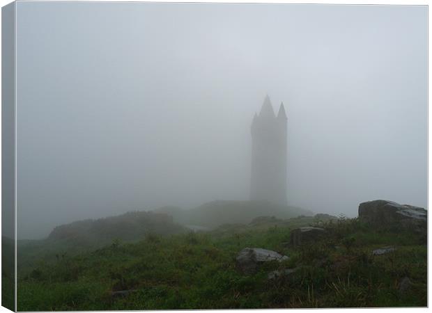 Scrabo Tower In The Mist Canvas Print by Noreen Linale