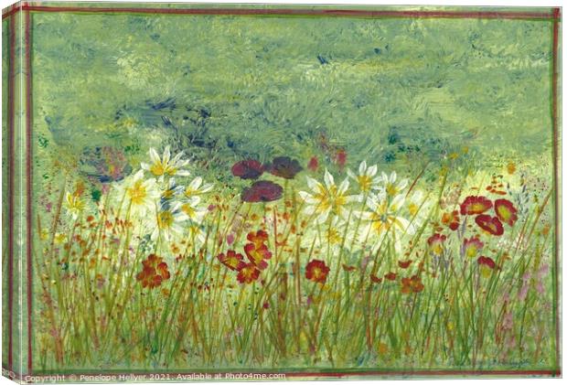 Daisy Meadow Canvas Print by Penelope Hellyer