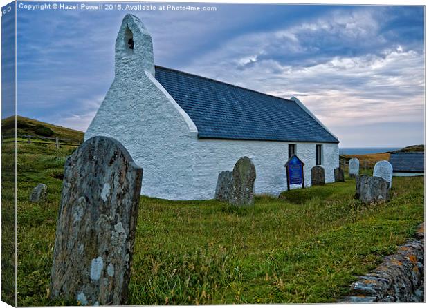 The Church of the Holy Cross, Mwnt Canvas Print by Hazel Powell
