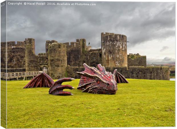 Dragon at Caerphilly Castle Canvas Print by Hazel Powell