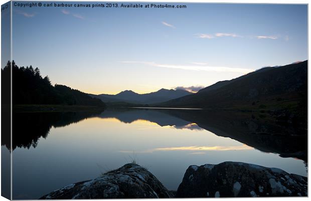 Llynnau Mymbyr sunset Canvas Print by carl barbour canvas