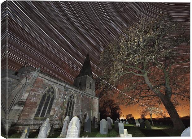 Haunting Startrail and church Canvas Print by mark humpage