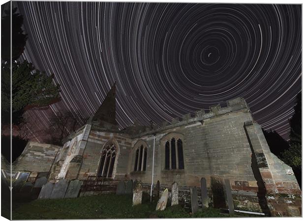 Startrail and church Canvas Print by mark humpage