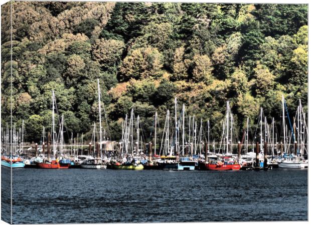 Kingswear boats and trees Canvas Print by mark humpage