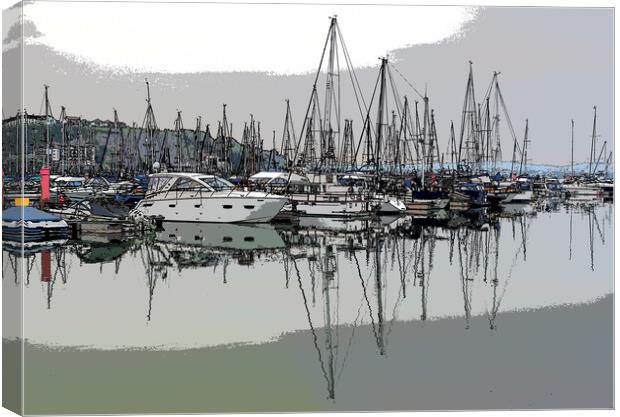 Brixham Boats and Reflections Canvas Print by mark humpage