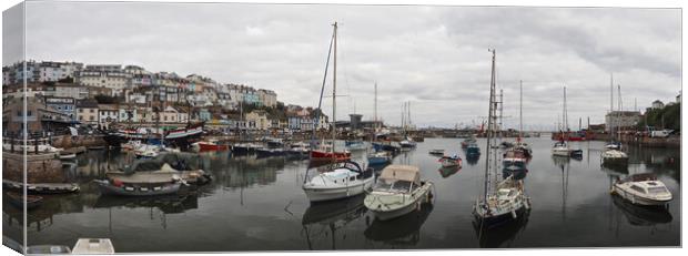 Sailing boats on water in Brixham harbour Canvas Print by mark humpage
