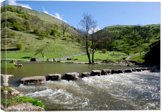 Stepping stones Dove Dale Canvas Print by Brett Trafford