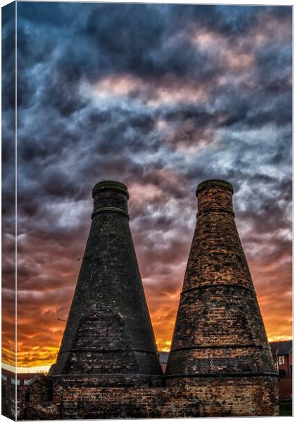 Bottle Kilns at sunset Canvas Print by Brett Trafford