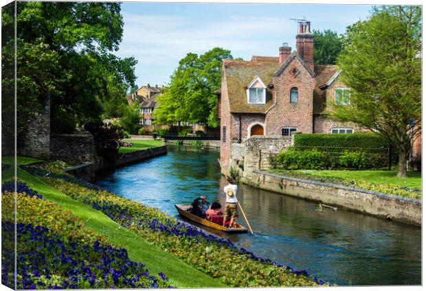 River Stour at Canterbury Canvas Print by Peter Jarvis