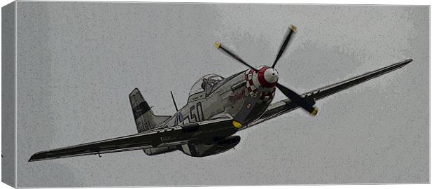 Mustang P51 Portrait Posterised Canvas Print by Bill Simpson