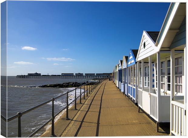 Southwold Pier and Beach Huts Canvas Print by Bill Simpson