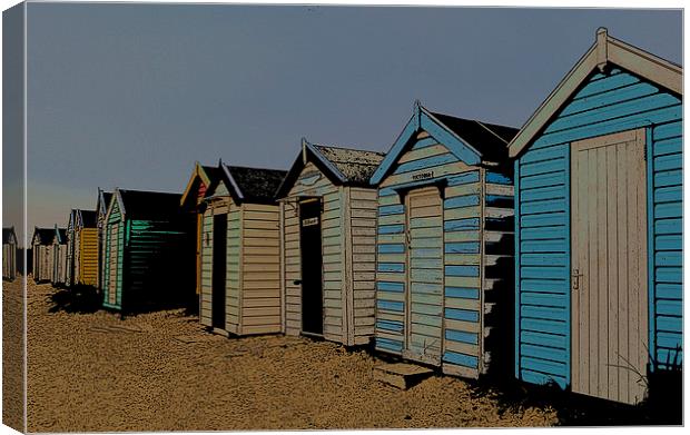 Southwold Blue Beach Huts Posterised Canvas Print by Bill Simpson