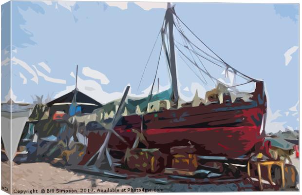 Abstract of Boat Under Repair Canvas Print by Bill Simpson
