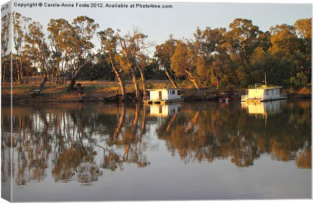 River Reflections with Houseboats Canvas Print by Carole-Anne Fooks