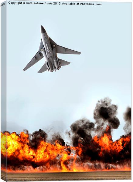  F111 with Fire Canvas Print by Carole-Anne Fooks