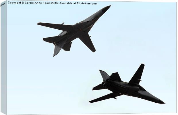 Two  F111s in the Air Canvas Print by Carole-Anne Fooks