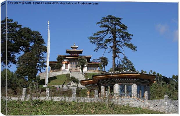  Temple st the Namgyal Khangzang Chortens, Bhutan Canvas Print by Carole-Anne Fooks