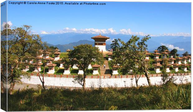   Chortens at the Druk Wangyal Khangzang, Bhutan Canvas Print by Carole-Anne Fooks