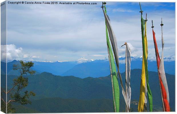  Prayer Flags on the Road in Bhutan Canvas Print by Carole-Anne Fooks