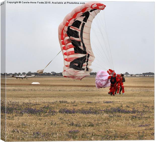  Army Red Beret Parachute Team Member Landing Canvas Print by Carole-Anne Fooks