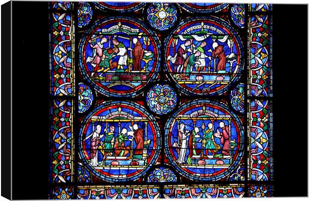   Stained Glass in Canterbury Cathedral Canvas Print by Carole-Anne Fooks