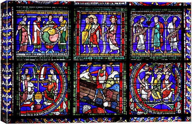  Stained Glass in Canterbury Cathedral Canvas Print by Carole-Anne Fooks