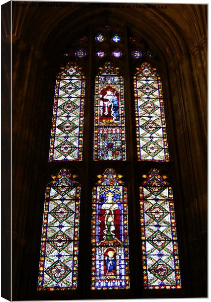 Stained Glass, Canterbury Cathedral Canvas Print by Carole-Anne Fooks