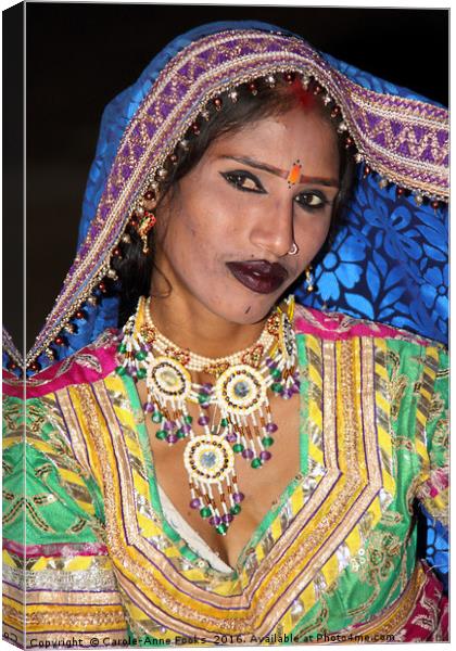 Portrait of a Dancer in Rajasthan, India Canvas Print by Carole-Anne Fooks