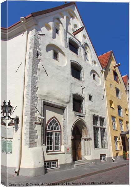 The Three Sister's Houses Tallinn Old Town Estonia Canvas Print by Carole-Anne Fooks