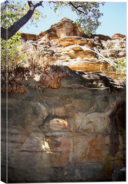 Aboriginal Rock Art in the Landscape Canvas Print by Carole-Anne Fooks