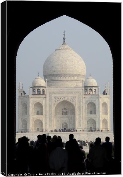 Taj Mahal Through The Gate Canvas Print by Carole-Anne Fooks