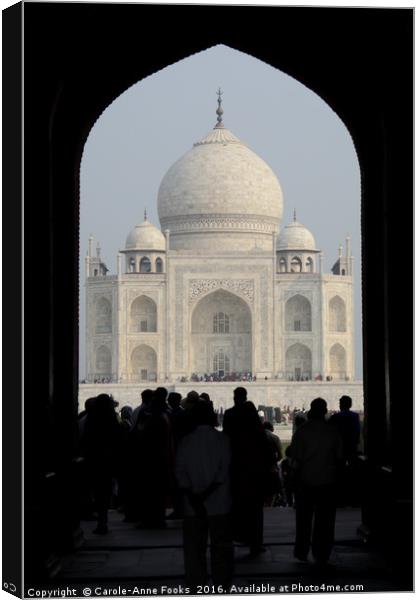 Taj Mahal Through The Gate Canvas Print by Carole-Anne Fooks