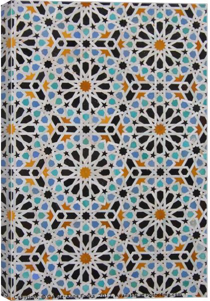 Floral Tiles, Fes, Morocco Canvas Print by Carole-Anne Fooks