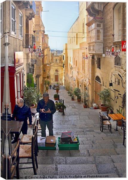 Old Street, Valletta, Malta  Canvas Print by Carole-Anne Fooks