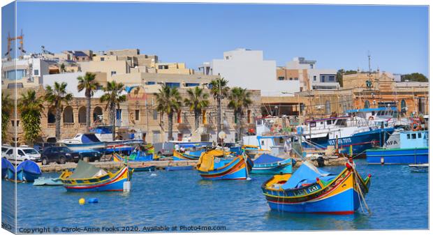 Marsaxlokk Waterfront, Malta. Canvas Print by Carole-Anne Fooks