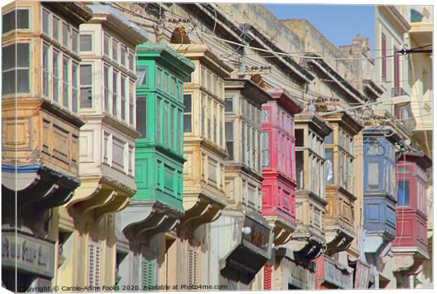 Casement windows, Malta. Canvas Print by Carole-Anne Fooks