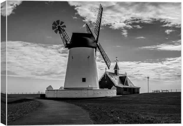 Lytham Winmill in monochrome Canvas Print by Pam Sargeant