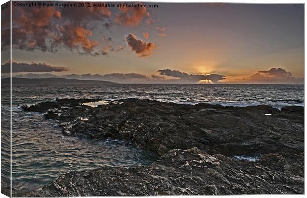 Gwithian Sunset Canvas Print by Pam Sargeant
