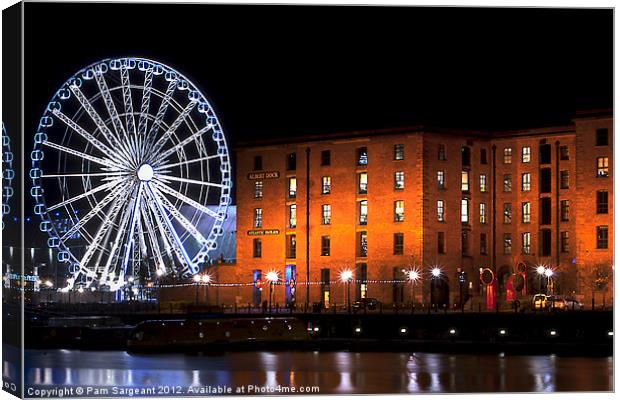 Albert Dock by Night Canvas Print by Pam Sargeant