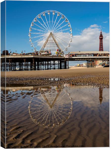 Reflecting Blackpool Canvas Print by Pam Sargeant