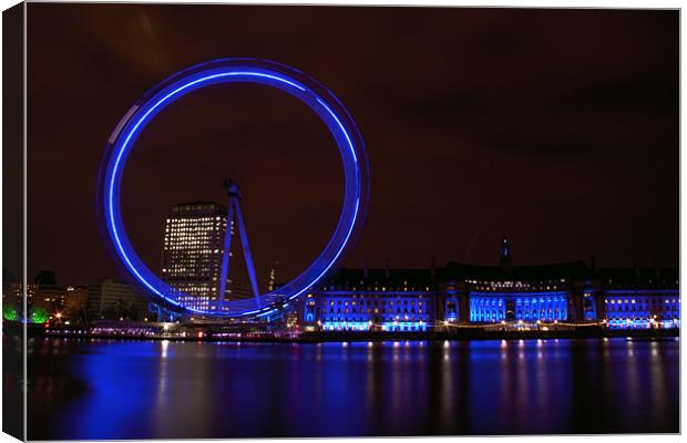 London Eye from the north bank Canvas Print by Andrew Holland