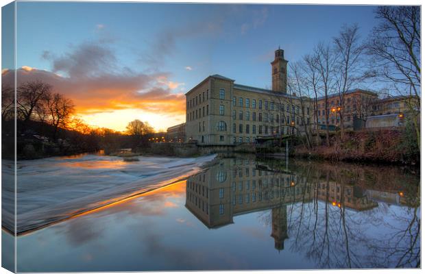 Sunrise at Salts Mill Canvas Print by Andrew Holland