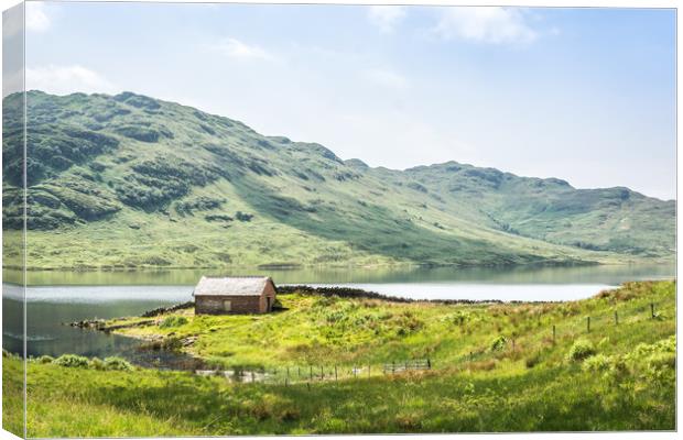 The little Hut at  Loch Arklet Canvas Print by Michelle PREVOT