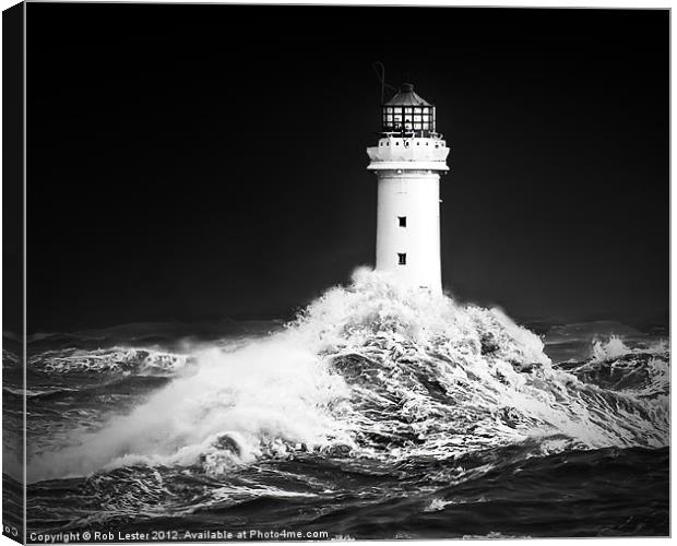 New Brighton lighthouse, " Facing the storm" Canvas Print by Rob Lester