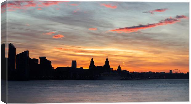  Liverpool silhouette sunrise Canvas Print by Rob Lester